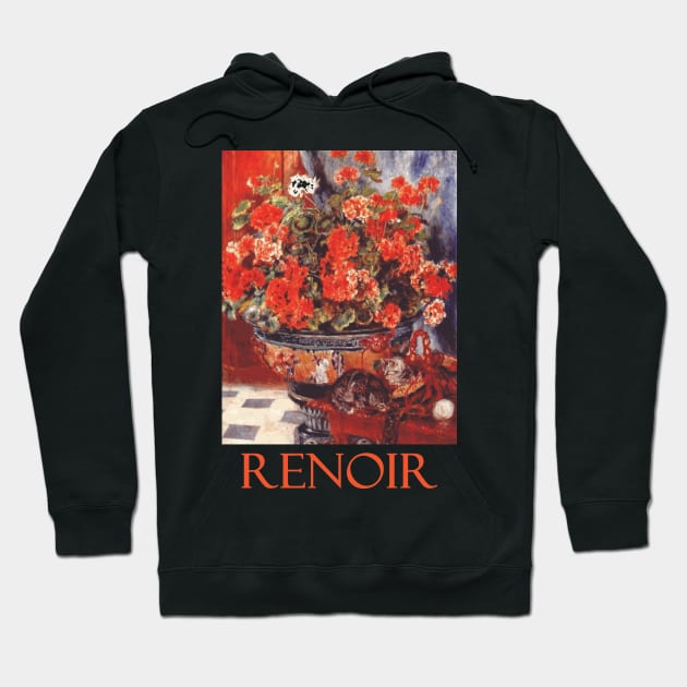 Geraniums and Cats by Pierre-Auguste Renoir Hoodie by Naves